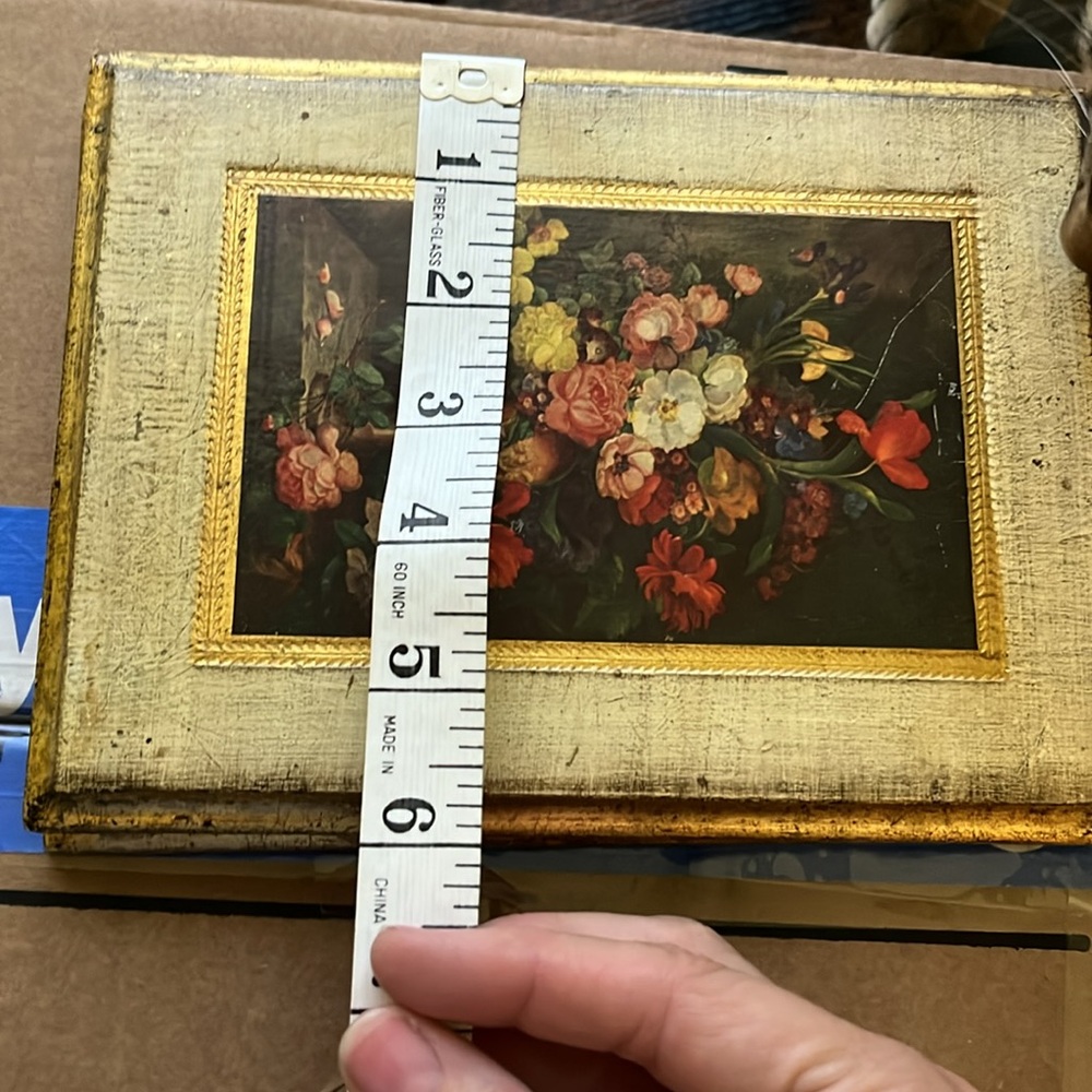 Vintage Floral Italian Gold Gilt Art Jan Van Eyck Floral Still Life Print Wood - Picture 5 of 5